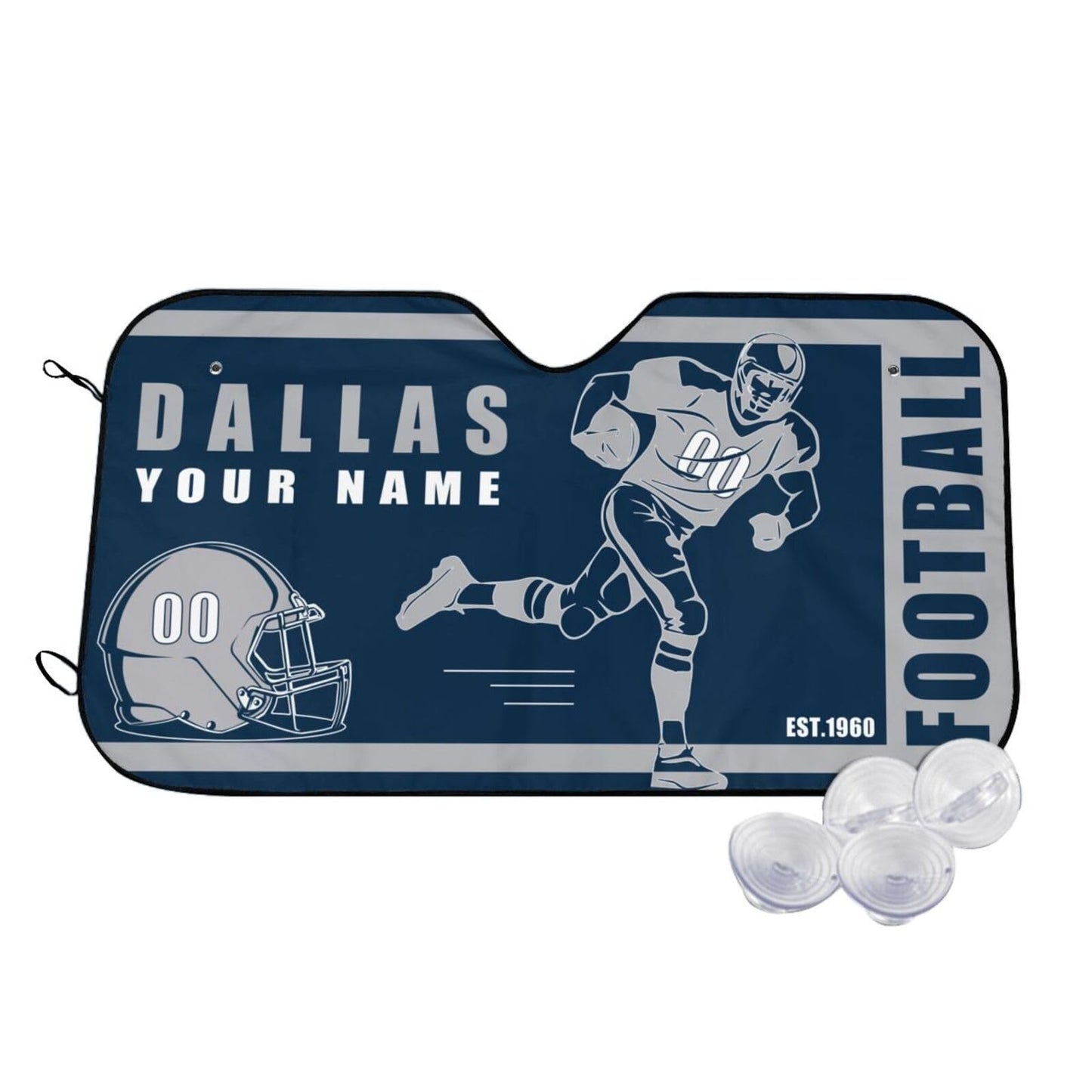 Personalized Dallas Windshield Sun Shade for Car SUV Truck UV Rays Sun Visor Protector Keep Your Vehicle Cool Add Name Number Gifts for Football Fan