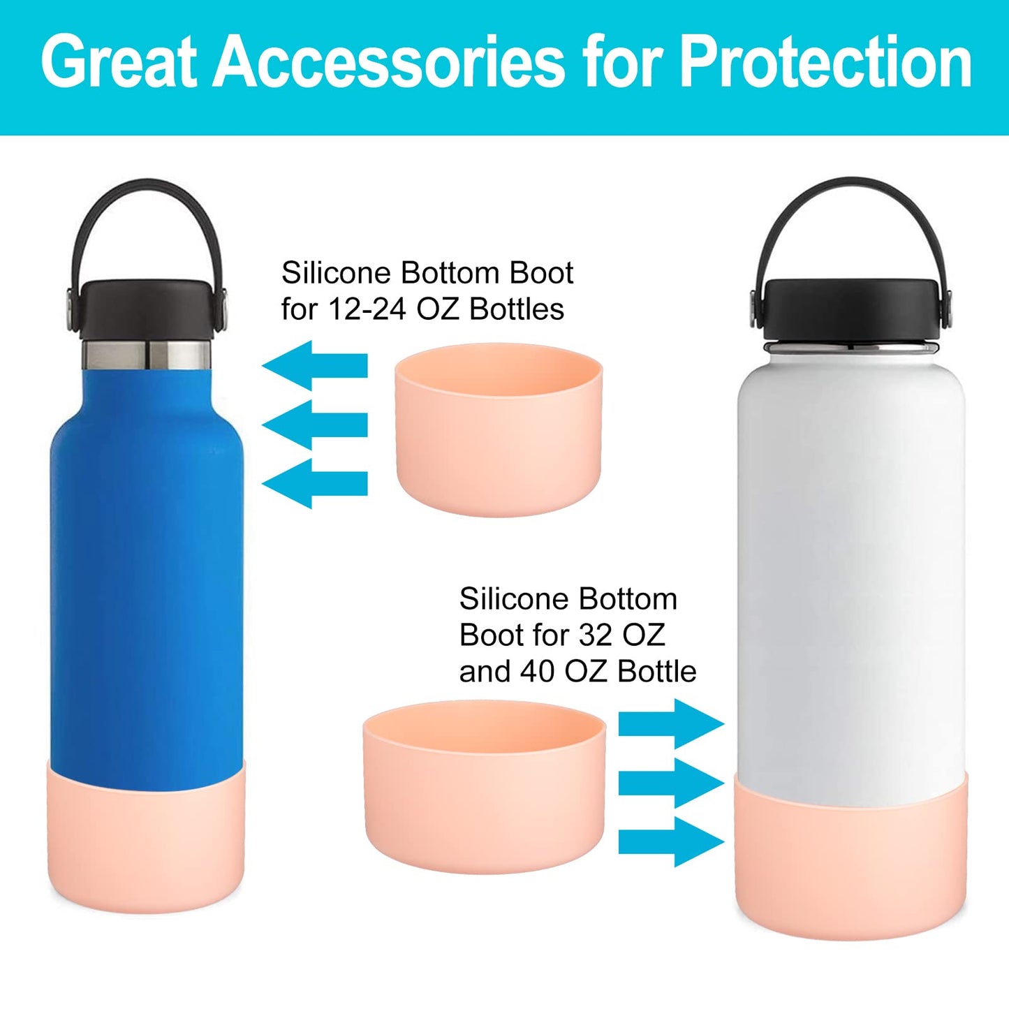Boot for Hydro Flask 12-24 OZ Water Bottle/Stanley Tumbler, Bottom Boots for Hydroflask Sports Water Bottles, Silicone Bottom Cover Sleeve (Dark Salmon, Fits Stanley Cups + Hydro 12-24 oz)