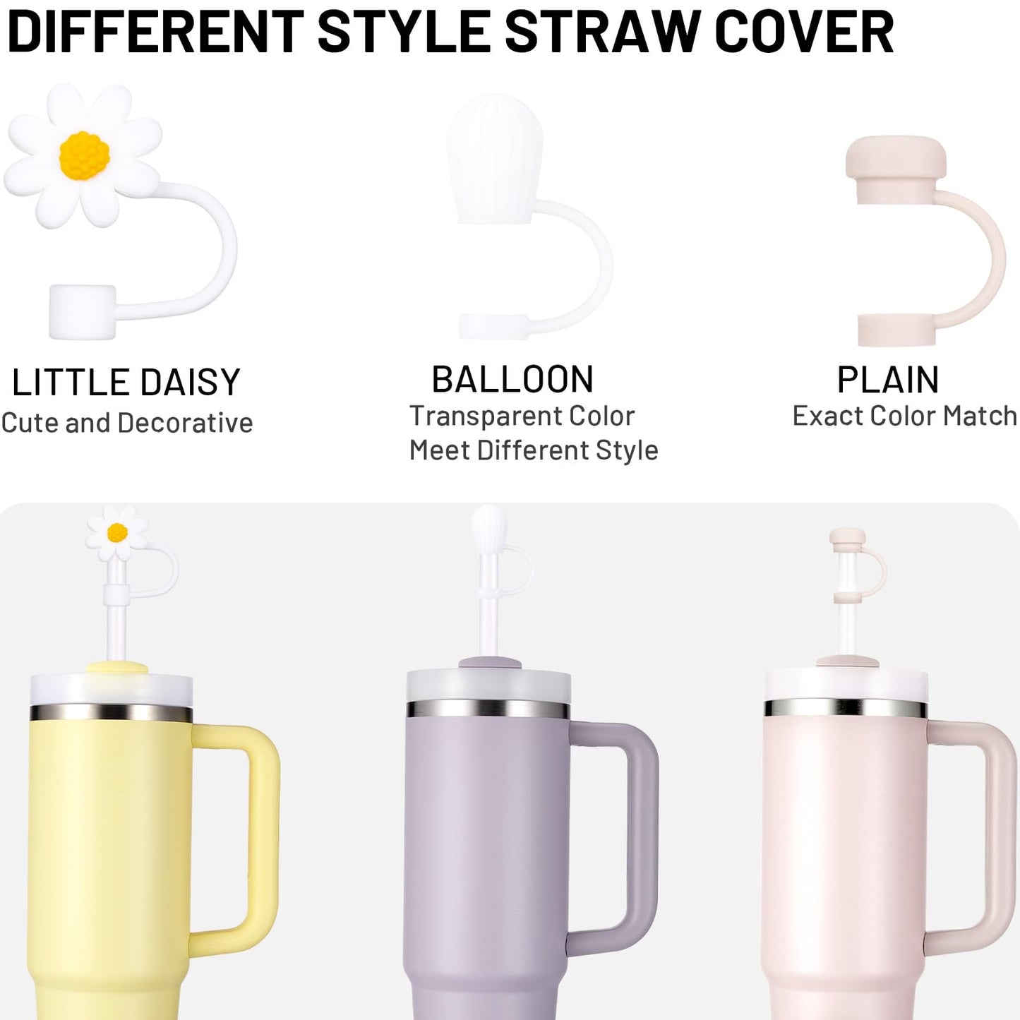 DUNLAGUE 2-Piece Silicone Boot for Stanley Quencher H2.0 20 30, 40oz & IceFlow Flip 20 30oz Tumblers with 3-Piece Straw Cover Cap, Stanley Cup Accessories Set, Rose Quartz