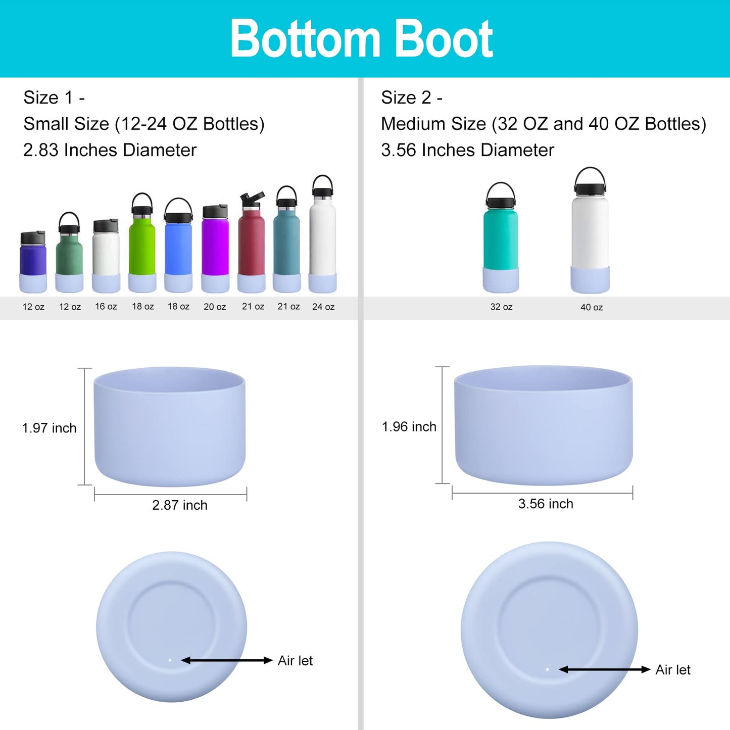 Boot for Hydro Flask 12-40 OZ Water Bottle/Stanley Tumbler, Bottom Boots for Hydroflask Sports Water Bottles, Silicone Bottom Cover Sleeve (Fog, Fits Stanley Cups + Hydro 12-24 oz)