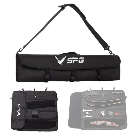 SPG Takedown Recurve Bow Case - Double Layer Archery Bag to Storage Bow and Arrow, Portable Outdoor Bow Case Soft for Adult and Youth Takedown Recurve Bow (Black-Type C)