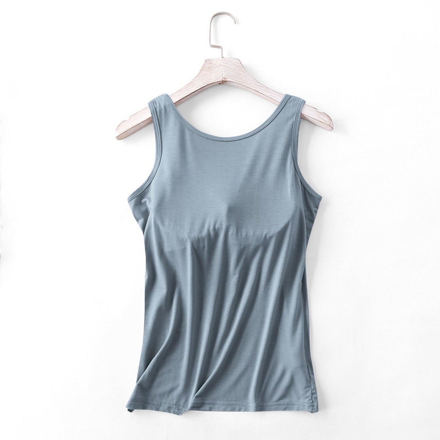 Prime of Day Deals Today 2024, Crop Workout Tops for Women, Womens Camisoles with Built in Bra Sleeveless Tank Tops Basic Cami Shirts Adjustable Spaghetti Strap Base Layer Light Blue