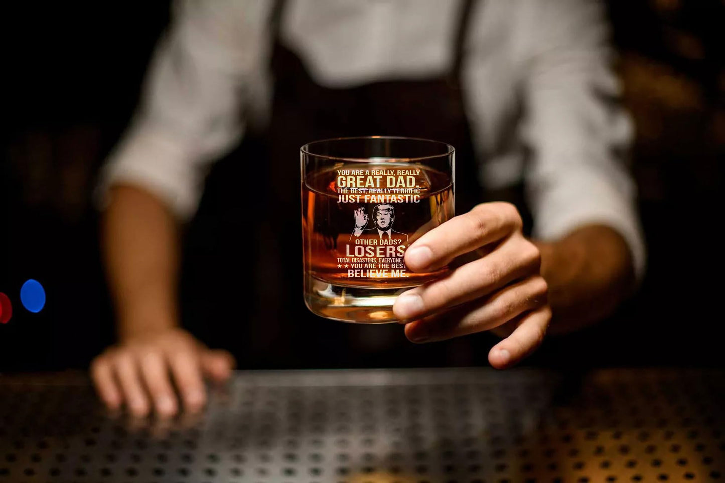 BETHEGIFT Gifts for Dad from Daughter, Son - Dad Glass Gifts for Christmas,Birthday - Cool Present for Father - 10oz Whiskey Rock Glass