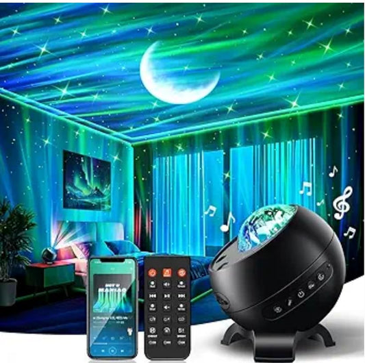 Star Projector Galaxy Light, 5 Moon+21 RGB Colors+15 White Noises Northern Lights Projector, Bluetooth Speaker Aurora Light Projector, Star Projector for Ceiling for Adults, Moon Projector+Starlight
