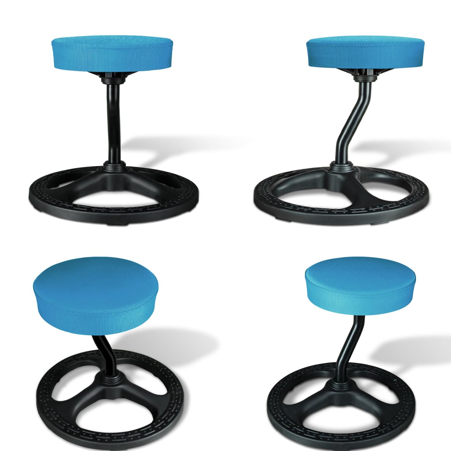 Upaloop Fitness Seat, ADHD Chair Stool for Stability, Balance, Yoga, Office, School, Wellness, Active Sitting with Non-Slip Base and Washable Seat Cover-Blue