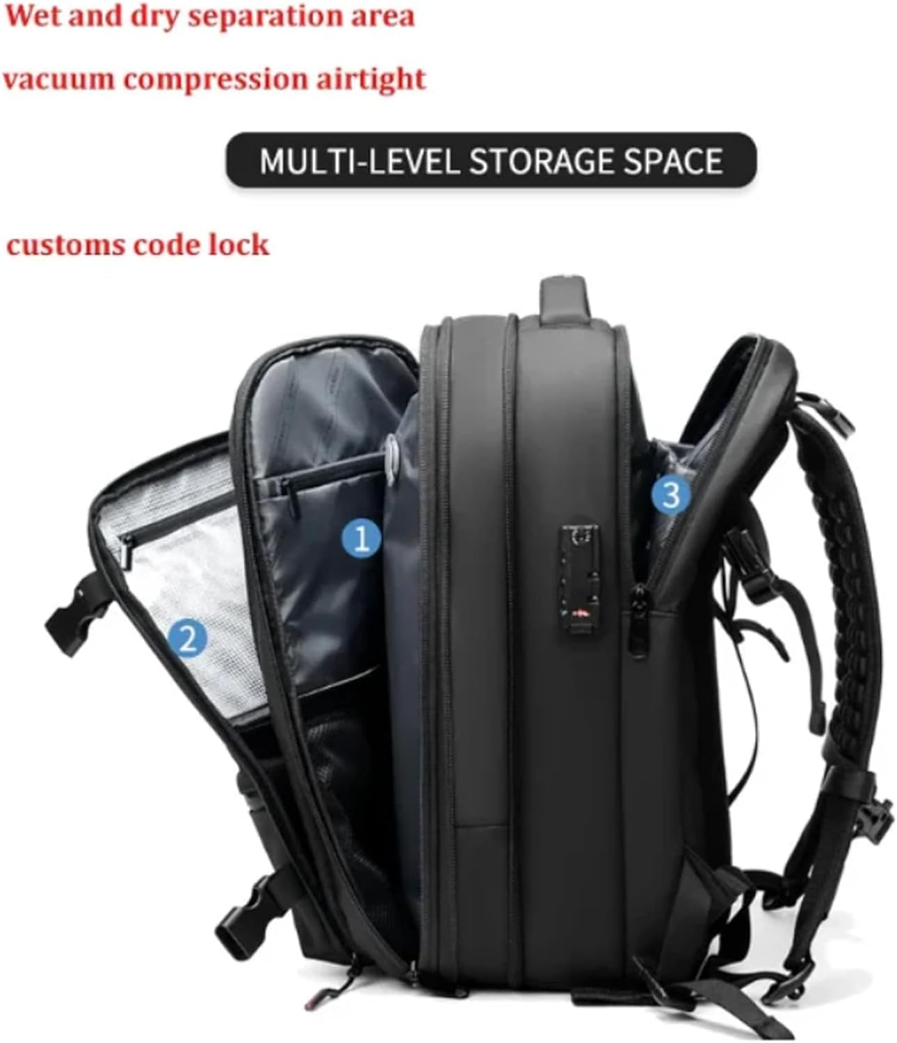 ZHIGNEP Alepeak Vacuum Backpack, Vacpack Backpack, 60L Airbag Backpack Travel,Waterproof Anti-Theft Vacuum Compression Backpack (vacpack 2.0- Blue)
