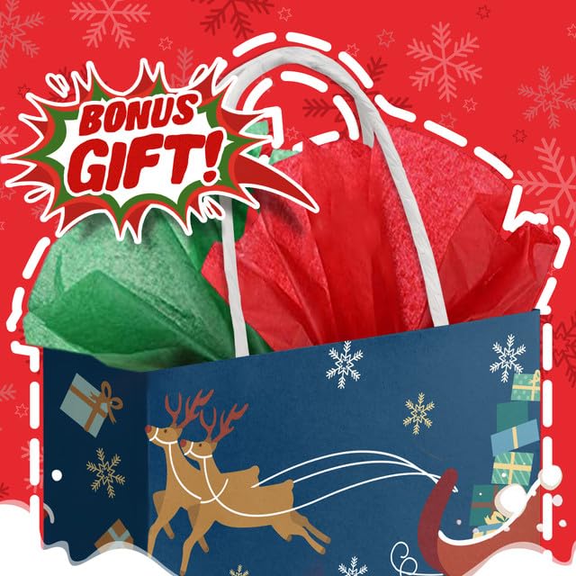 Kidtion Christmas Gift Bags 30 PCS, 7.5"x9"x3.5" Durable Christmas Bags with Tissue Paper, 6 Styles Gift Bags Bulk with Handles, Reusable Small Gift Bags Xmas Paper Bags, Party Favors Holiday Gift Bags, Colorful