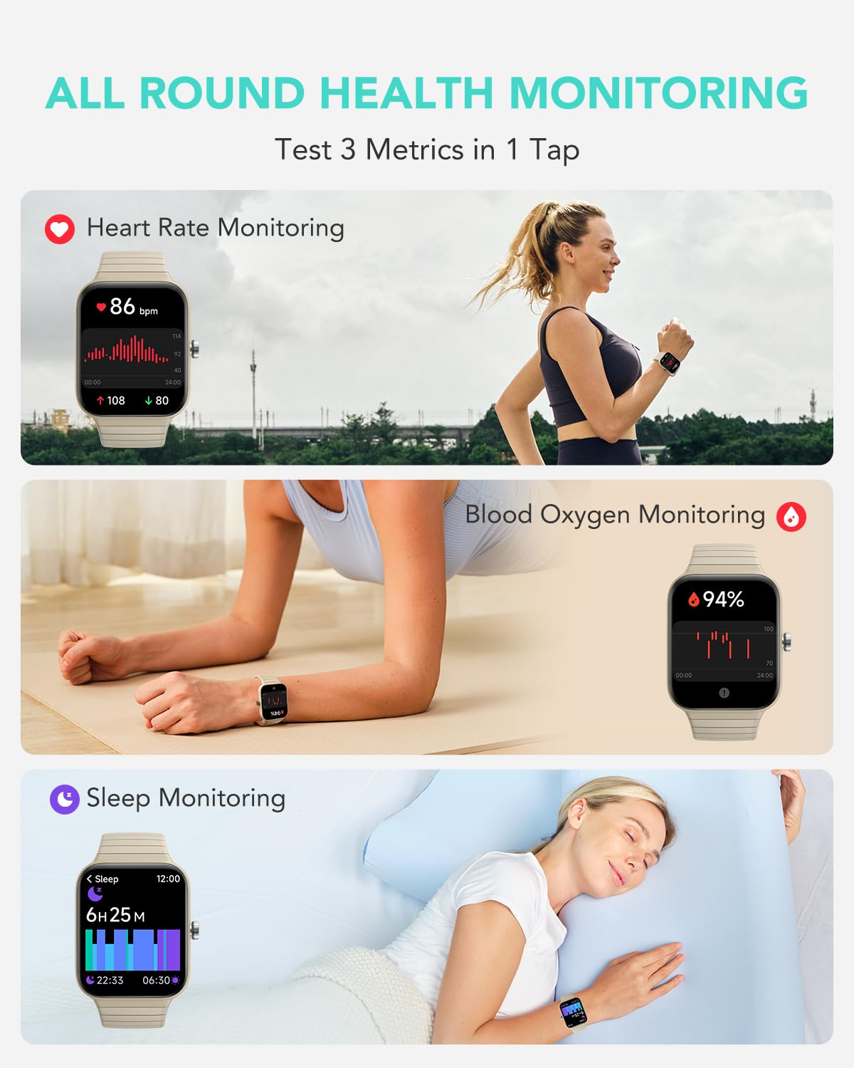 Smart Watch for Women Men with 2 Bands, Alexa Built-in 1.8" Smartwatch (Answer/Make Call) 100+ Sports Fitness Watch with Heart Rate SpO2 Monitor IP68 Waterproof iOS Android Compatible