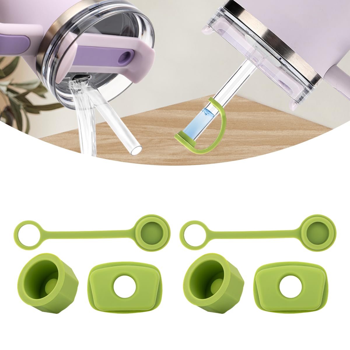 Silicone Spill Stopper Sets for Stanley 40/30 oz Quencher H2.0&1.0 Tumbler with Handle, Cup Accessories with Straw Cover Caps, Leak Stoppers, Spill Stoppers for Stanley Cup Lid(6Pcs Version 1.0&2.0)