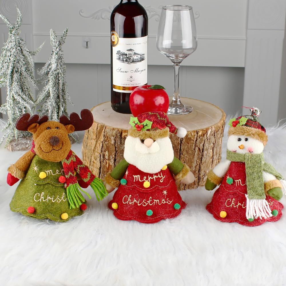 WGXIA 6Pcs Flax Christmas Apple Bags Zipper Reusable 2026 New Chritmas Eva Santa Snowman Snowflake Deer Shaped Apple Candy Bags Bulk Storages For Chritmas Party Decor (B-3pcs)