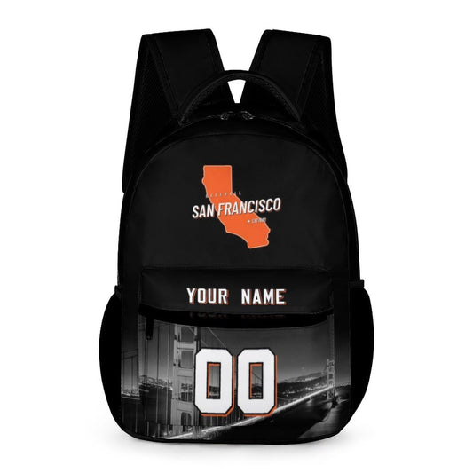 ZSX74B Custom Baseball City Night Skyline Backpack Personalized Travel Bag High Capacity Fan Name & Number Gift for Men Women