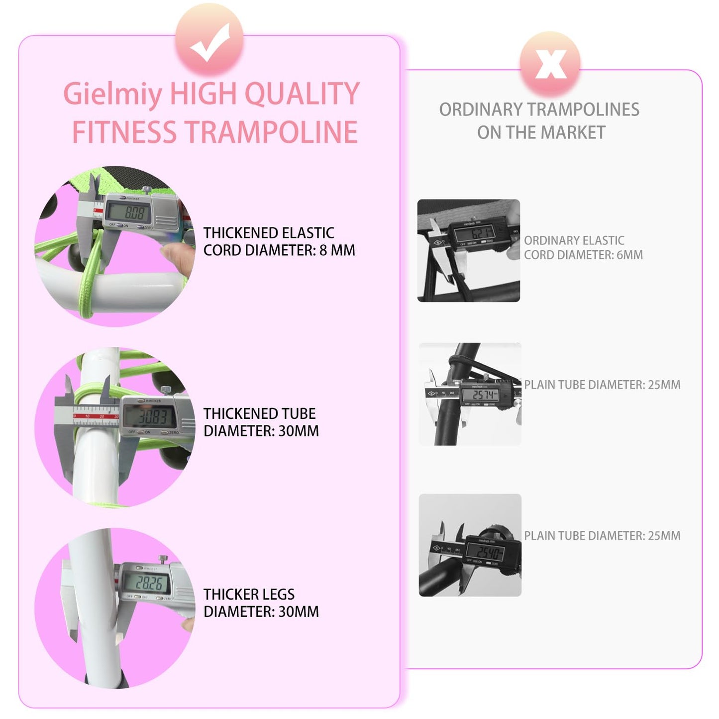 Newan 48'' Fitness Trampoline with Adjustable Handle Bar, Silent Trampoline Bungee Rebounder Jumping Cardio Trainer Workout for Adults - Max Limit 330 lbs