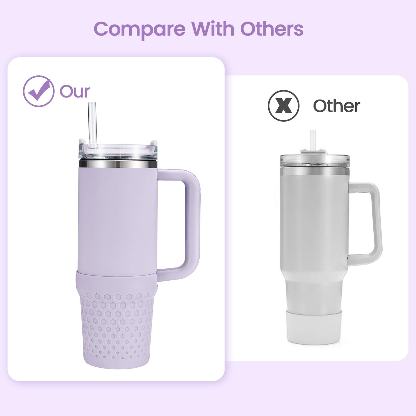 Thxbag Silicone Boot for Stanley Cup 30oz / 20oz, Orchid Boot Sleeve Cover Fit with Stanley H2.0 and Quencher Adventure Tumbler Accessories (Purple, 30 oz & 20 oz)