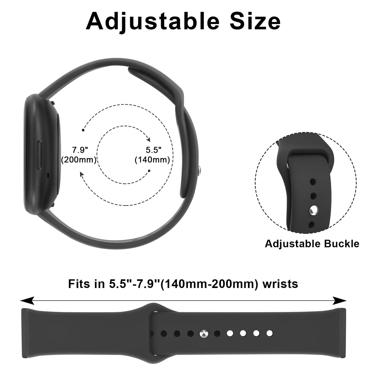Vancle Bands Compatible with Fitbit Versa 4 / Versa 3 Bands Women Men, Fitbit Sense 2 / Sense Bands, Soft Silicone Replacement Bracelet Strap for Fitbit Versa 4/ Sense 2 Smart Watch (Large, Navy Blue)
