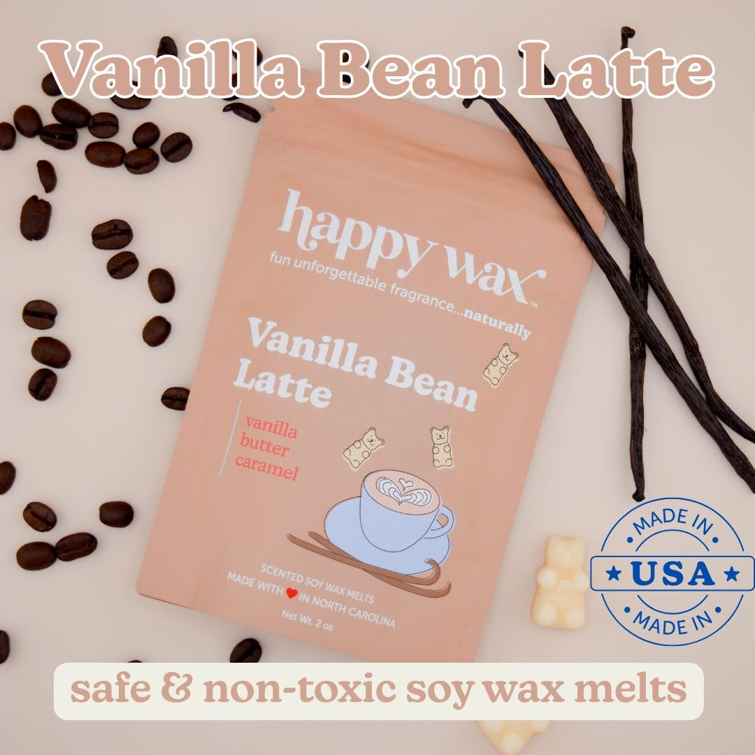 Happy Wax Vanilla Lovers Scented Natural Soy Wax Melts – 6 Oz Total - Includes: VanillaBeanLatte, VanillaSugar and VanillaSandalwood