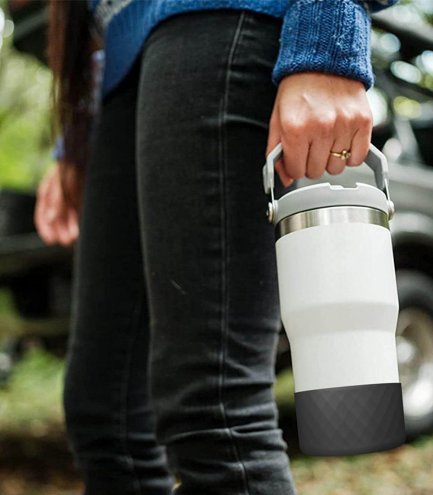 Upgrade 2PCS Protective Silicone Boot Bumper for Stanley Quencher Adventure 40oz 30oz IceFlow 20oz 30oz Tumbler, Water Bottle Bottom Sleeve Cover Accessories for Stanley Mug Cup(Dark Purple)