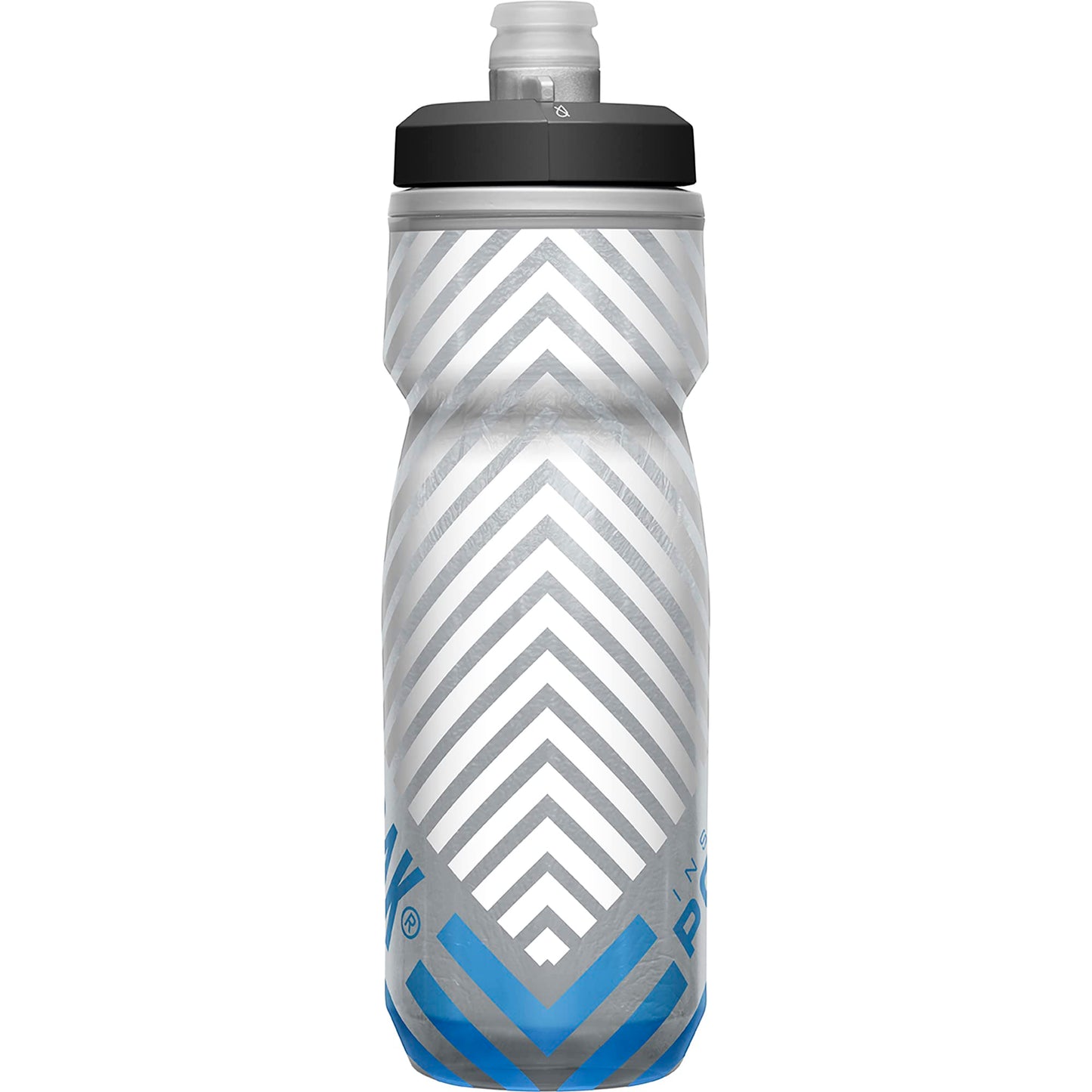 CamelBak Podium Chill Insulated Bike Water Bottle - Easy Squeeze Bottle - Fits Most Bike Cages - 21oz, Grey Blue Stripe