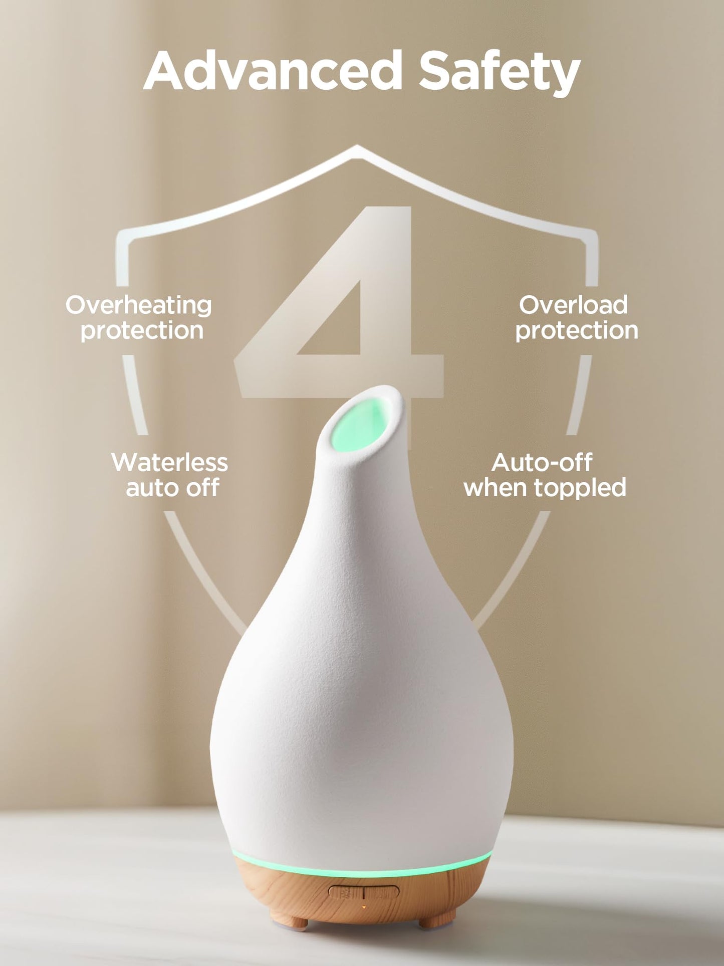 InnoGear Essential Oil Diffuser, 150ml Ceramic Diffuser Handcrafted Stone Aromatherapy Diffusers Ultrasonic Cool Mist Humidifier Vaporizer with 2 Mist Modes Waterless Auto Off for Room Office, White