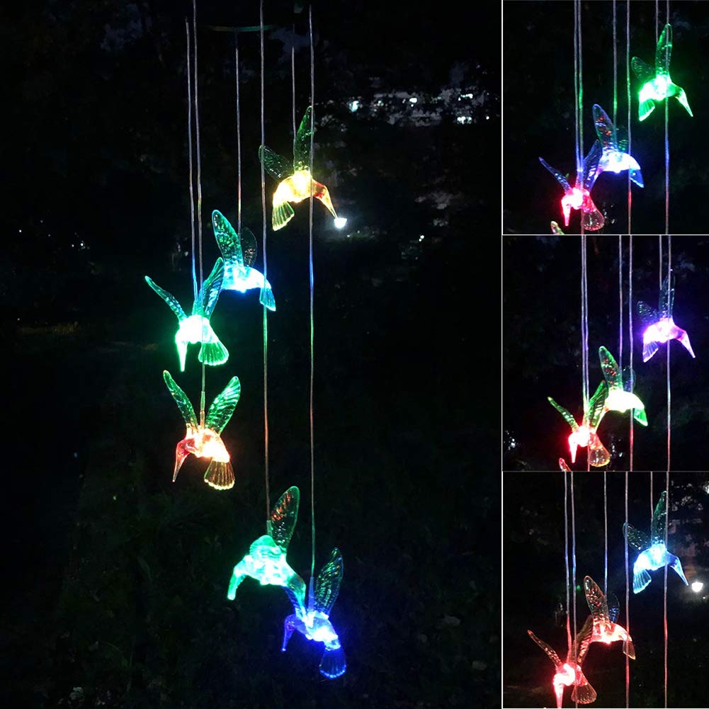 Hummingbird Solar Chimes,Unique Birthday Gifts for Women/Mom/Grandma,Best Idears Grardening