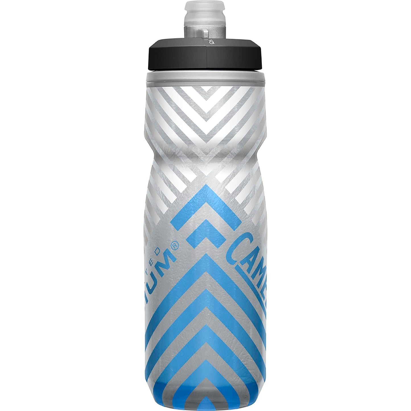 CamelBak Podium Chill Insulated Bike Water Bottle - Easy Squeeze Bottle - Fits Most Bike Cages - 21oz, Grey Blue Stripe