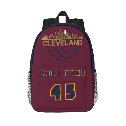 Jvpprds Cleveland Custom Backpack for Boys Personalized Schoolbag Customized Bag with Name Numbers Fans Gifts