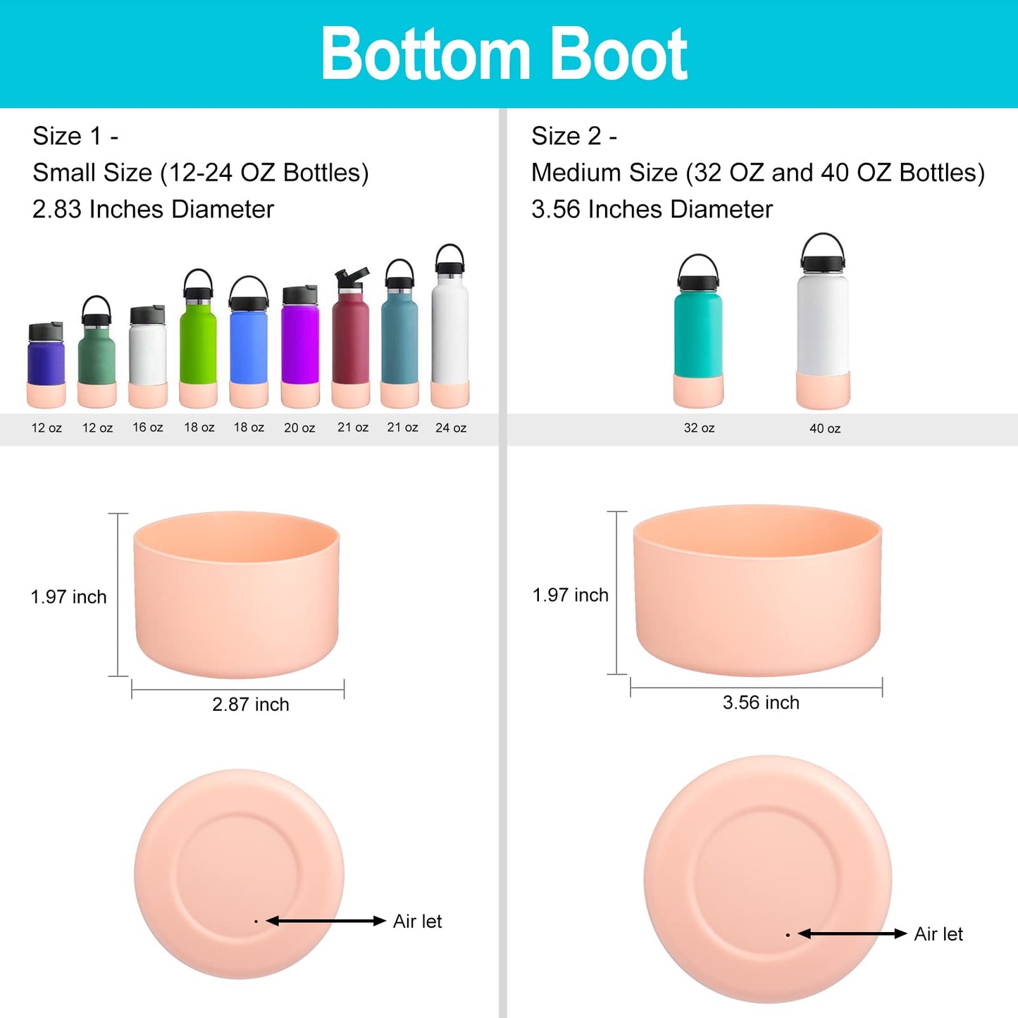 Boot for Hydro Flask 12-24 OZ Water Bottle/Stanley Tumbler, Bottom Boots for Hydroflask Sports Water Bottles, Silicone Bottom Cover Sleeve (Dark Salmon, Fits Stanley Cups + Hydro 12-24 oz)