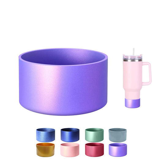 Metallic Matte Luster Silicone Boot Sleeve for Owala 24oz & Stanley/Simple Modern 20-40oz & Water Bottle 12-24oz and More Bottles with 2.8-3in Base Glitter Anti-Slip Bottom Cover (Wisteria)