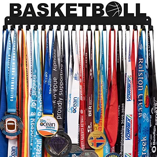 Lapetale Fashion Basketball Medal Hanger Display Medal Holder Hanger Display Rack,Easy Install Easy to Use,Basketball Medal Display Rack with Updated New,Medal Display Hanger Wall Hanger for Medals