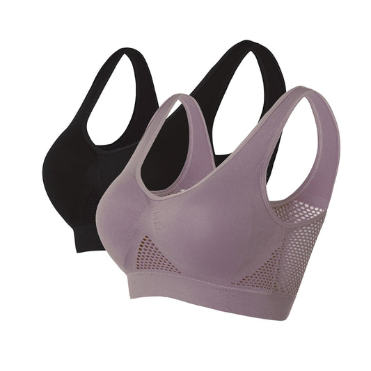 YFGEFTR Sale Items Clearance Sports Bras for Women No Underwire 2 Pack Bras Plus Size Bras Full Coverage Bra Breathable Seamless Bralettes 2024 Padless Bras for Women