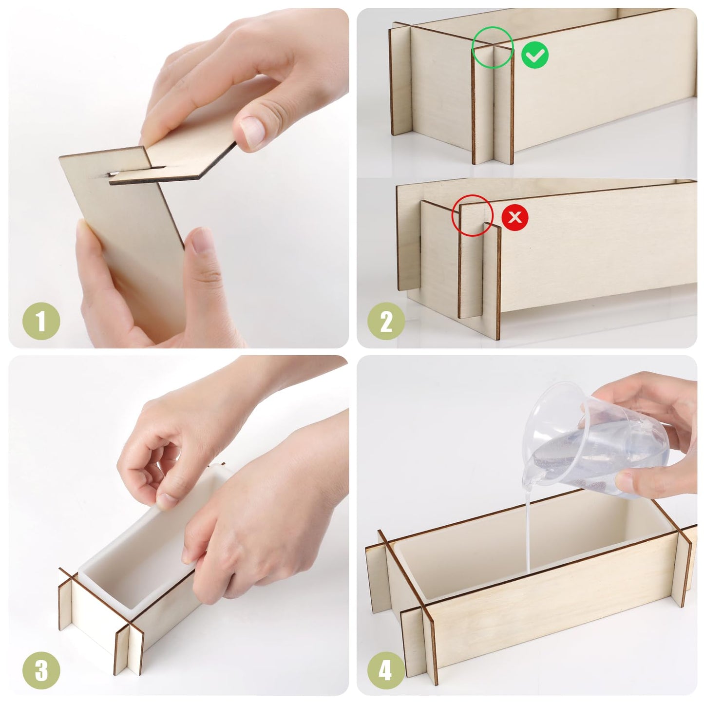 Large Resin Molds, Rectangle Silicone Molds for Epoxy Resin, 5 PCS Cuboid Resin Moulds with Wooden Support, Deep Casting Molds for Preserving Flowers, Insect Specimens, DIY Gifts, Furniture Decoration