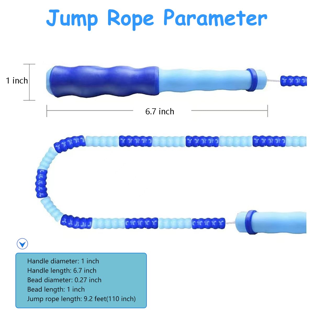TYSISKNO 3 Pack Jump Rope for Kids Girls and Boys, Soft Beaded Jump Ropes, Adjustable Skipping Rope, Workout and Weight Loss,9.2Ft(Blue&Green&Purple)