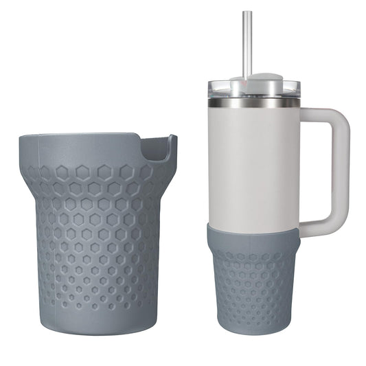 Thxbag Silicone Boot for Stanley Cup 30oz / 20oz, Grey Boot Sleeve Cover Fit with Stanley H2.0 and Quencher Adventure Tumbler Accessories (30 oz & 20 oz, Grey)
