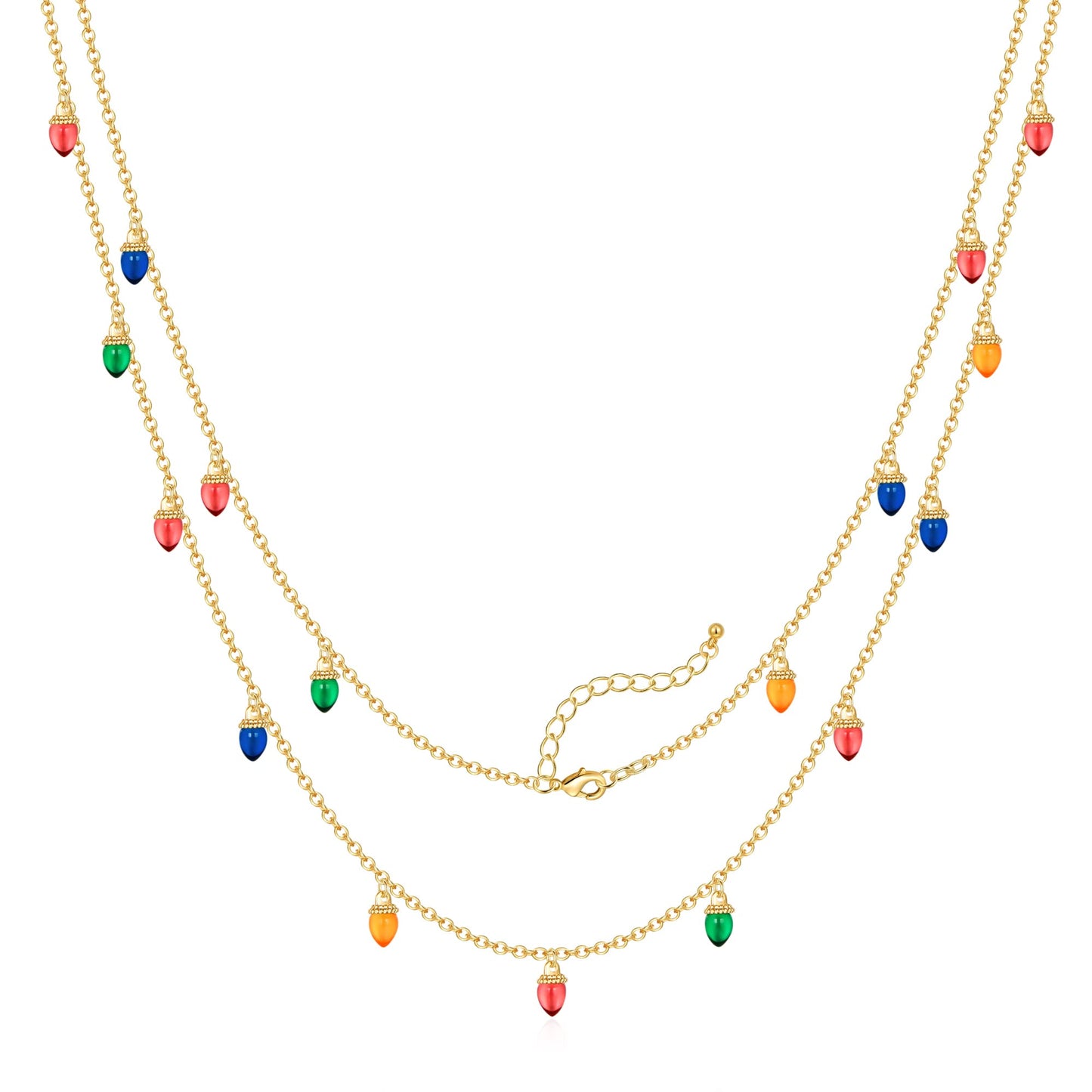 WOWORAMA Christmas Light Necklace for Women - Colorful Long Acrylic Holiday Necklace - Novelty Funny Jewelry Xmas Party Favors