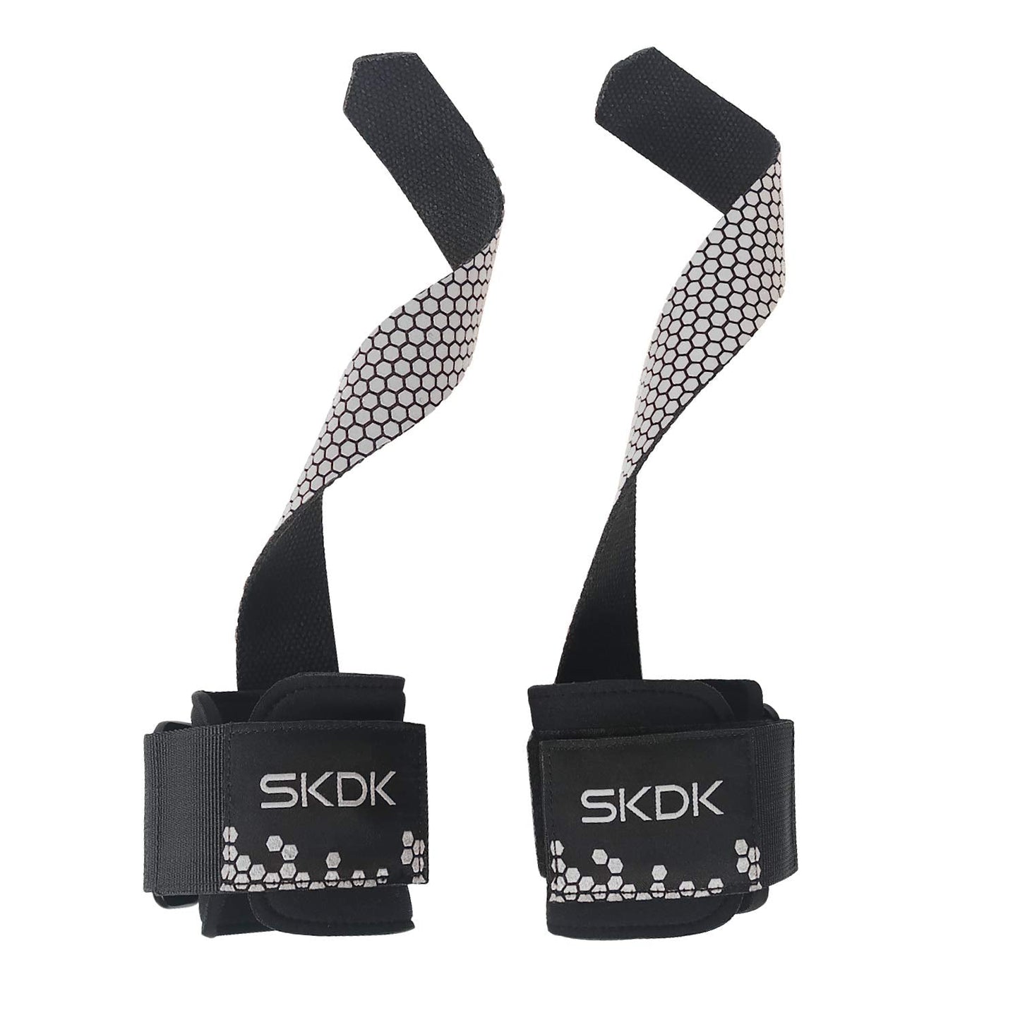 SKDK Strong Cotton Power Lifting Straps Wrist Grips-Deadlift Straps with Neoprene Wrist Padded and Anti-Skid Silicone-for Weightlifting Bodybuilding, Strength Training Pull UP(Pair) (Gray)