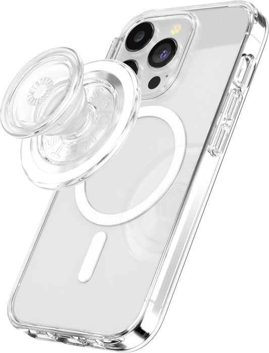 PopSockets Phone Grip for MagSafe with Kickstand, Magnetic Stand, Swappable Top, Secure Hold for iPhone MagSafe Cases, Phone & Tablet Grip - Clear