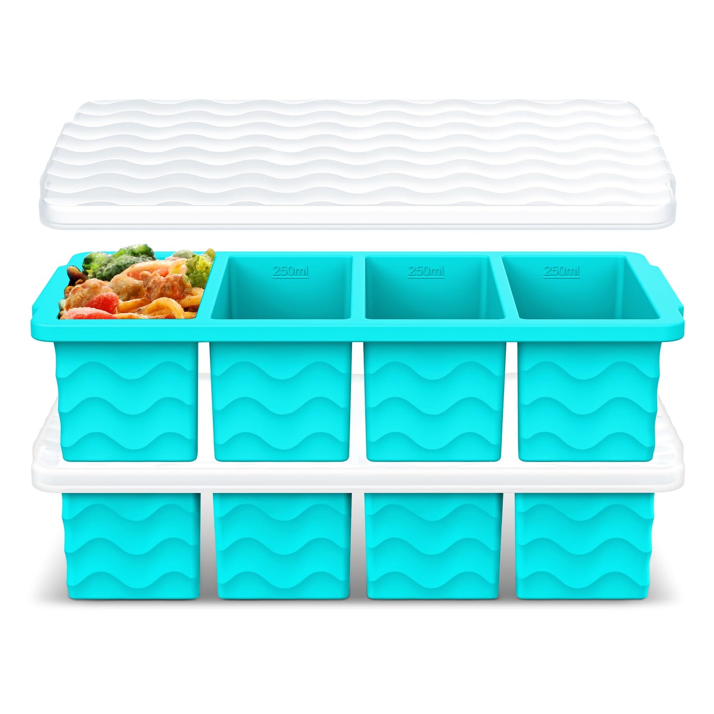 Silicone Freezer Molds for Soup with Lid – 1-Cup Soup Container Style Ice Cube Trays for Freezer, Meal Prep & Food Storage, Freeze 250mL/125mL Portions – 2 Pack