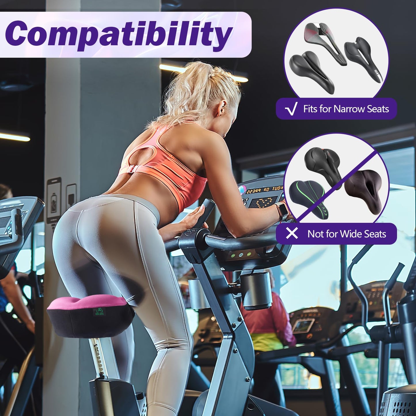 Zacro Bike Seat Cushion, Comfortable Gel Padded Bike Seat Cover, Adjustable Bicycle Cover for Men & Women, Compatible with Stationary Exercise, Mountain and Road Bicycle Seats