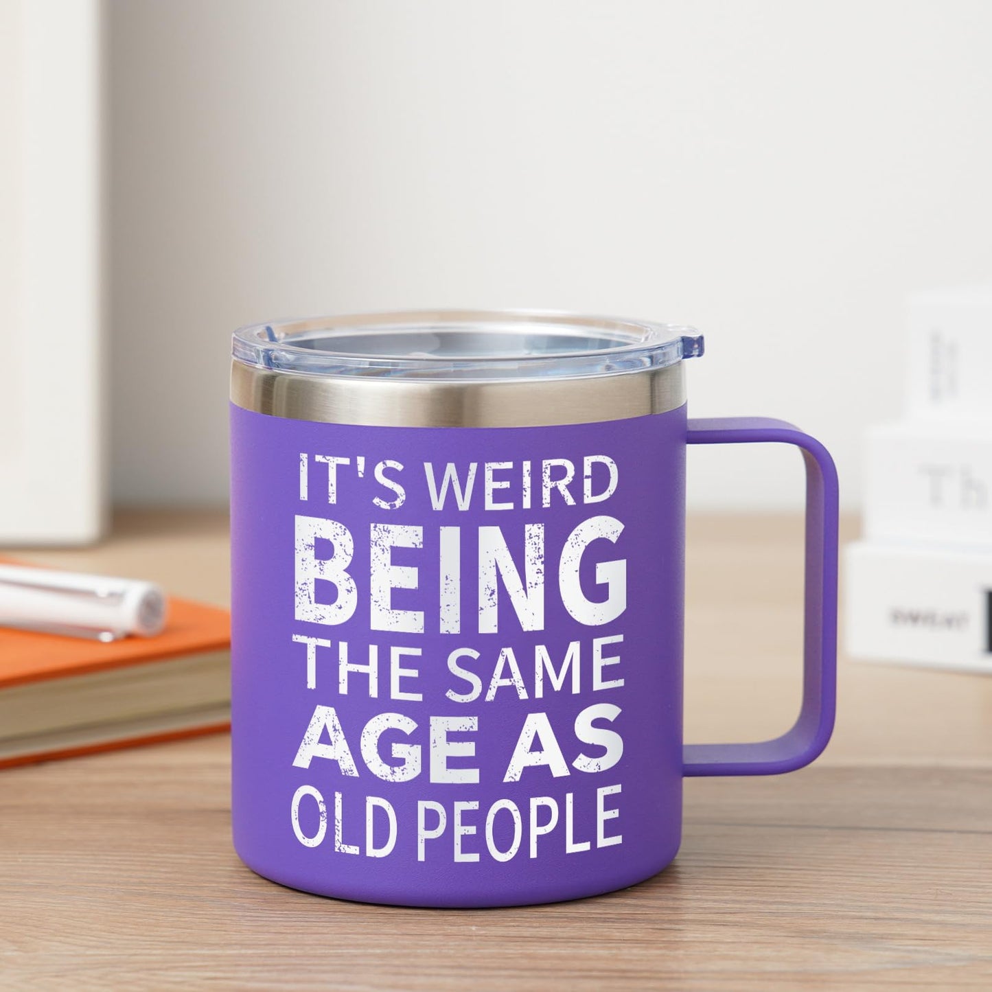 NOWWISH Birthday Gifts for Women, It's Weird Being The Same Age As Old People Mug, Funny Gifts for Women, Mom, Wife, Grandma, Best Friend (14oz, Purple)