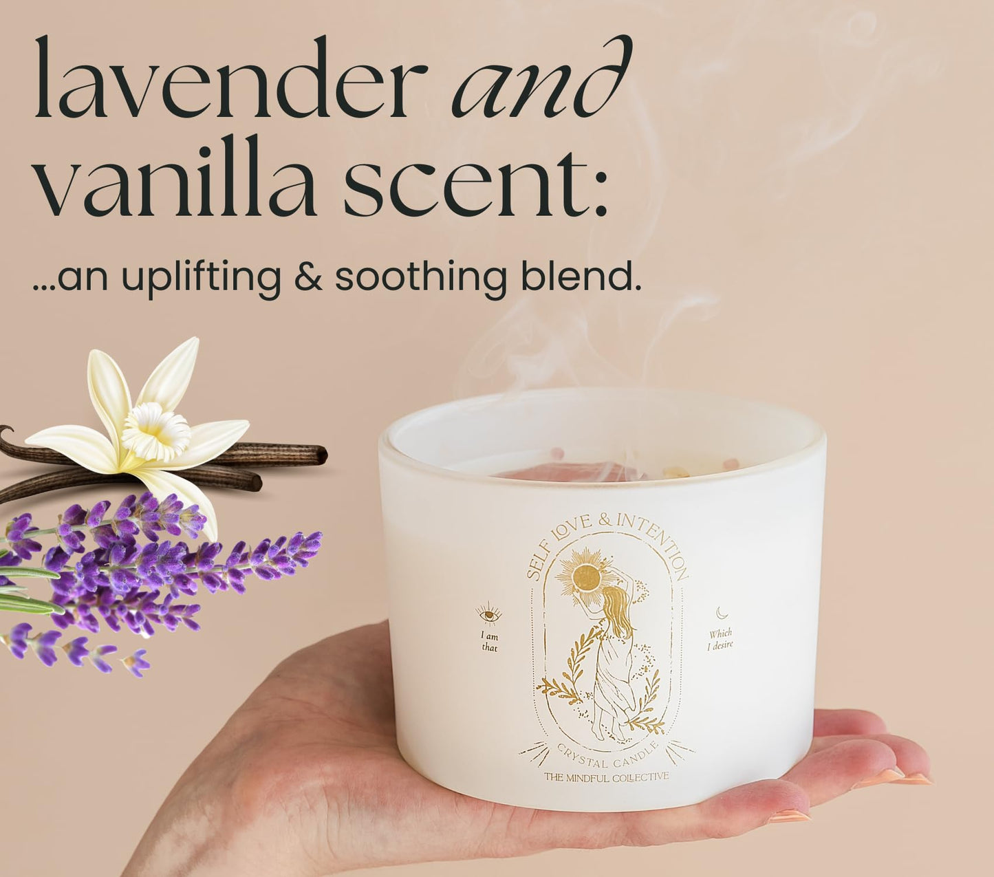 Large Crystal Candles for Women - 12oz Soy Wood Wick Candles That Crackle. Scented, Non-Toxic, Luxury Aromatherapy. Unique Meditation Spiritual Gifts for Women