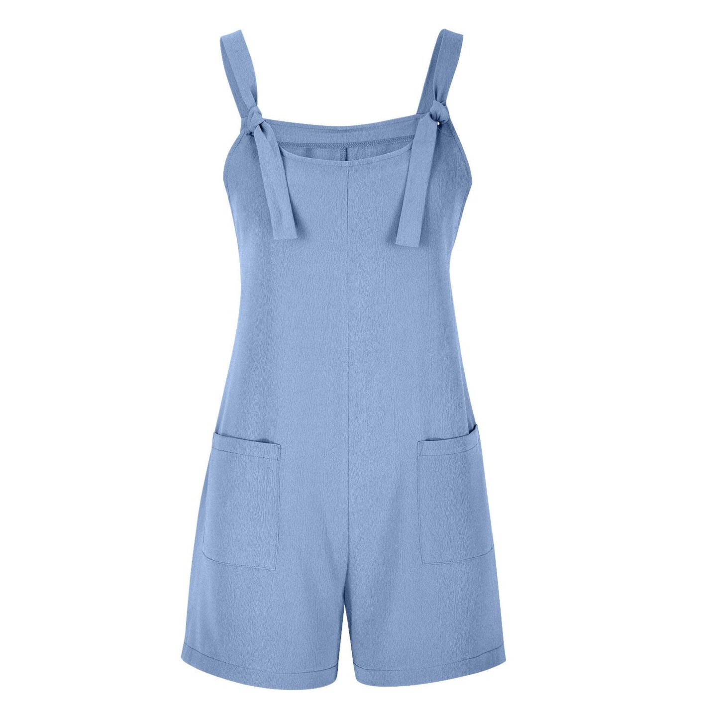 Short Rompers for Women 2024 Adjustable Knot Strap Jumpsuit Loose Fit Plus Size Summer Overalls Shorts with Pockets