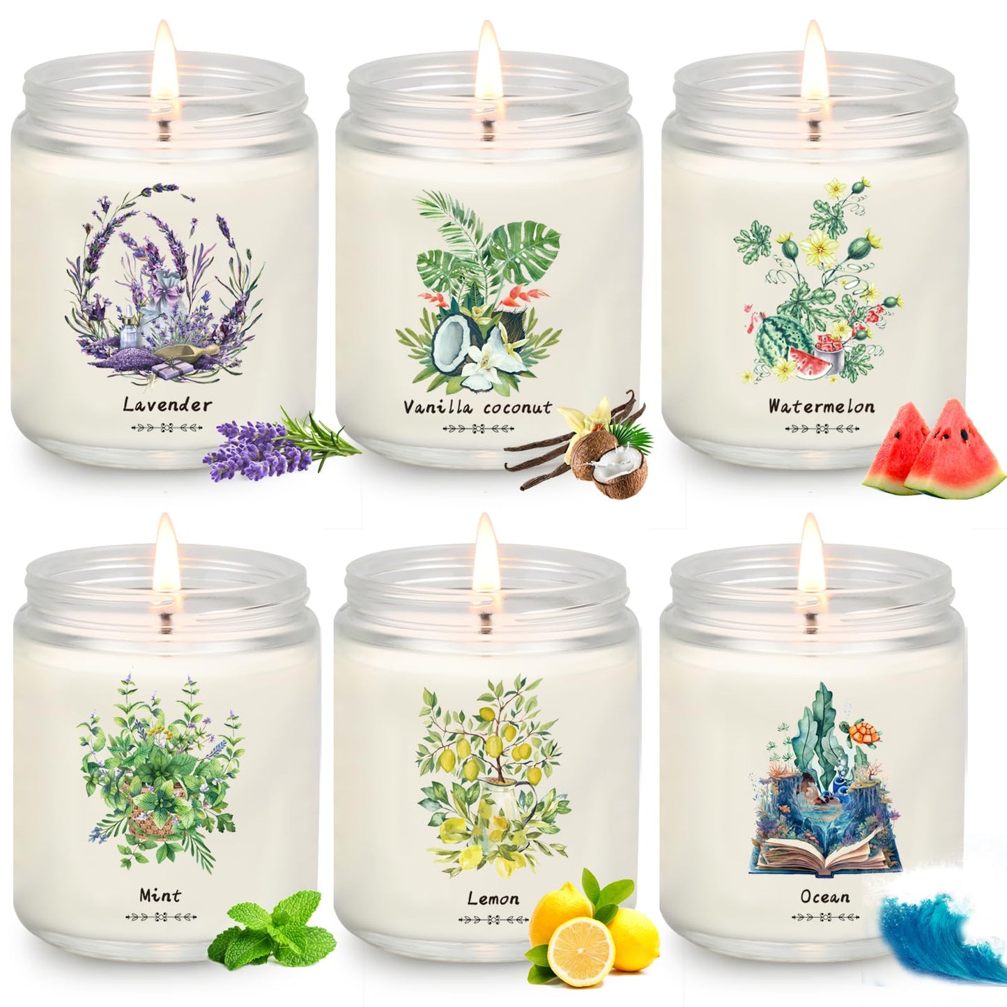 6 Pack Scented Candles for Women, Aromatherapy Candles for Home Scented,37.8 Oz 300 Hour Long Lasting Lavender Candle,Non Toxic Soy Candles Set Gift for Birthday, Christmas, Anniversary Present