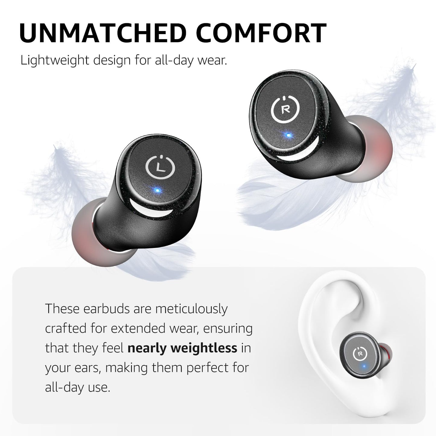 TOZO T10 Wireless Earbuds Bluetooth 5.3 Headphones, App Customize EQ, Ergonomic Design, 55H Playtime, Wireless Charging Case, IPX8 Waterproof Sound in-Ear Headset, 2025 New Version