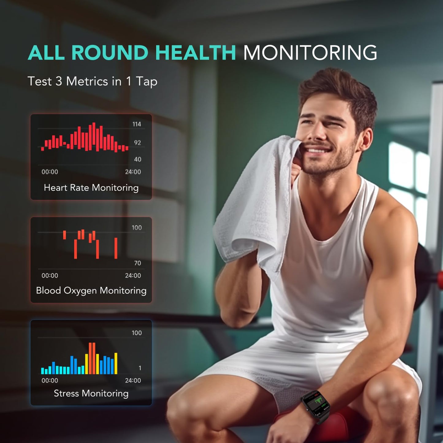 SKG Smart Watch for Men Women (Answer/Make Call), Alexa Built-in, Extra Black Band, 100+ Sports 1.8" Fitness Tracker with Heart Rate SpO2 Monitor, IP68 Smartwatch for Android iPhone, V7 Cyber Black