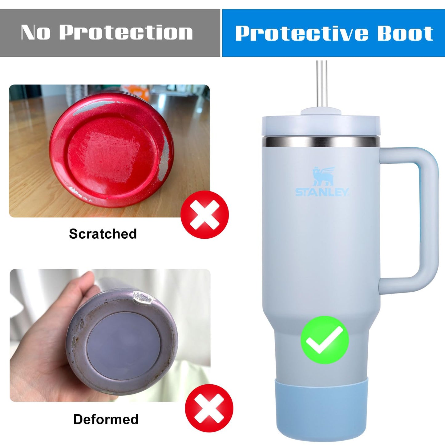 DBIW Boot for Hydro Flask 12-24OZ Water Bottle/Stanley Tumbler 40OZ, Bottom Boots for Hydroflask Sports Water Bottles, Silicone Bottom Cover Sleeve (Chambray, Fits Stanley Cups + Hydro 12-24 oz)