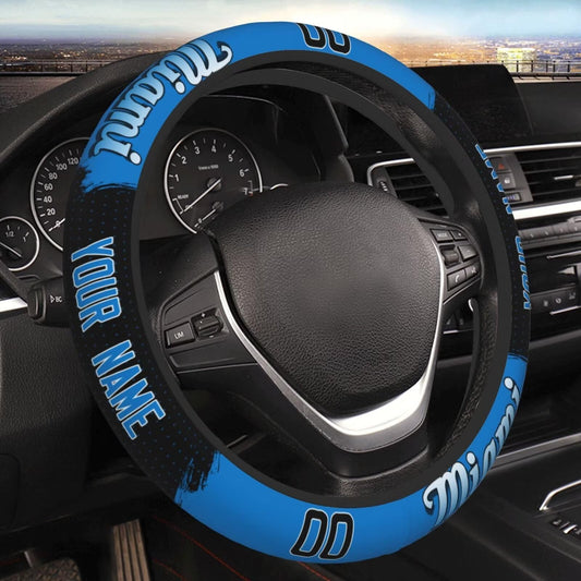 GENERIC Miami Custom Car Steering Wheel Covers,Personalized Name and Number,Anti Slip Elasticity Baseball Car Accessories,Universal 15 Inch Fit Suit for Most Car,SUV,ATV,Truck.