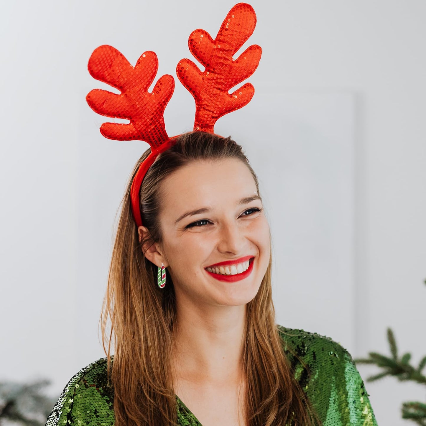 MUYUU Christmas Hoop Earrings, Silver Plated Inside Out Oval Hoop Earrings For Women Sparkly Crystal Earrings Fashion Jewelry Gift