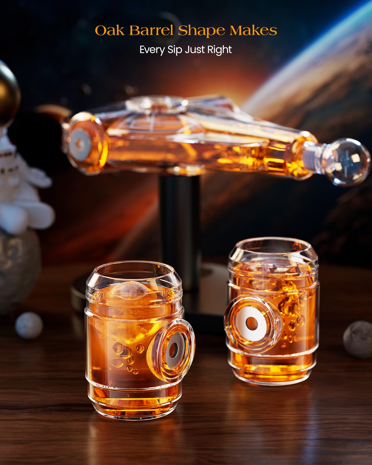 Kollea Birthday Gifts for Men Dad, Galaxy Spaceship Whiskey Decanter Sets for Men, Spacecraft Limited Edition, 2 Funny Shot Glasses, Unique Guys Brother Gift Idea, Liquor Decanter for Bar, Anniversary