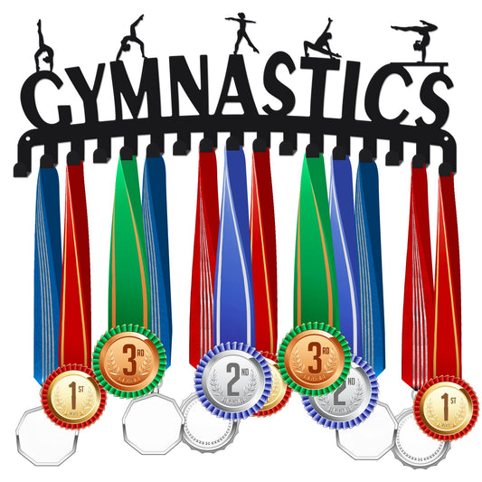 SUPERDANT Gymnastics Medal Hook Sports Medal Holder Display Hanger Rack Metal Wall Mount with 17 Hooks for 60+ Hanging Medal Rack Display Competition Medal Holder Display Wall Hanging
