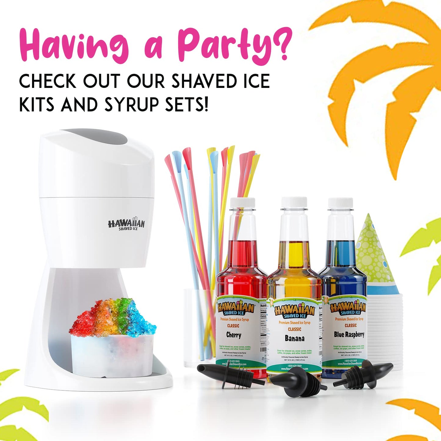 Hawaiian Shaved Ice Essential Snow Cone Machine bundled with Hawaiian Shaved Ice Mini Snow Cone Machine
