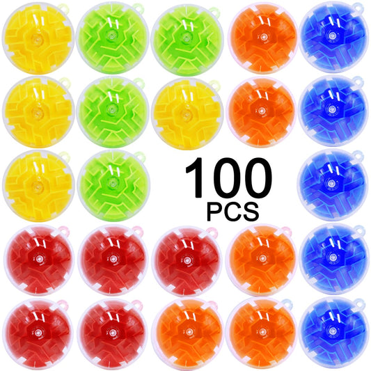 100PCS Brain Teaser Puzzle Ball Fidget Toys Bulk, Mini 3D Maze Balls Puzzles Games Party Favors for Kids 4-8 8-12,Classroom Prizes Stocking Stuffers for Boy Girl Gifts Carnival Prizes Birthday Goodie